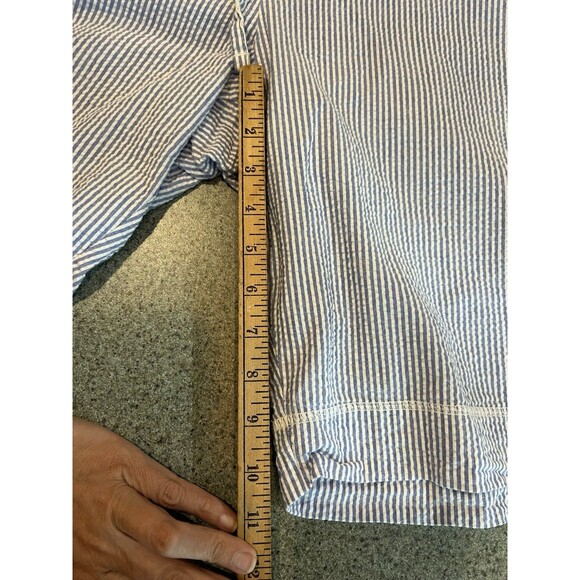 Vintage Cotton Brand Seersucker Shorts Striped Pleated Coastal Beachy Large - Picture 8 of 13